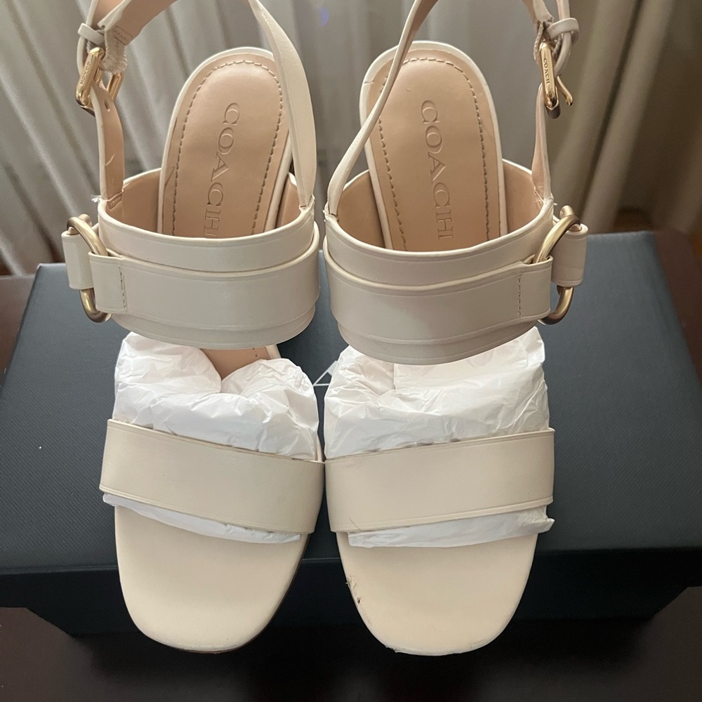 Coach Mabel Sandal Heels size 7 Chalk Ivory